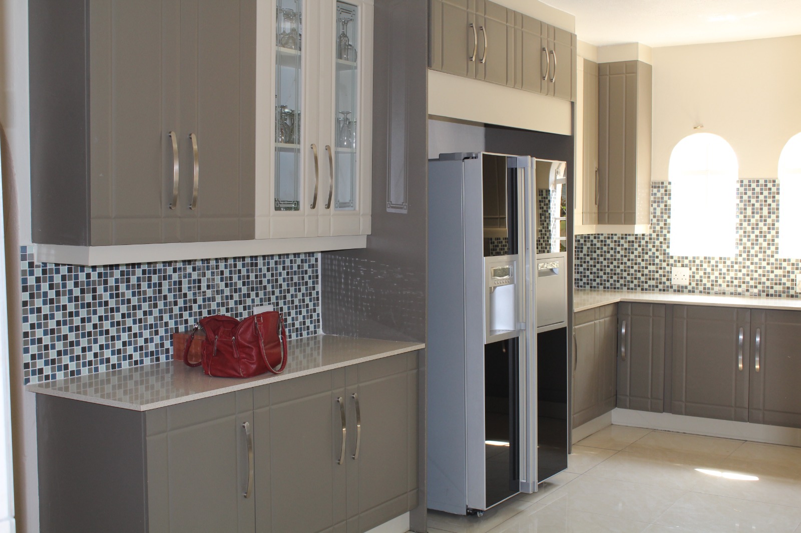 Grey and cream high-gloss kitchen, Hazyview